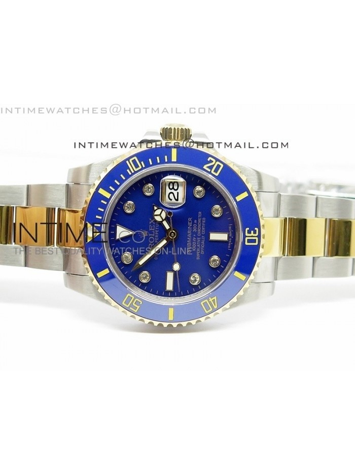 Submariner 116613 LB Diamonds Markers Black Dial on SS/YG Bracelet A2836