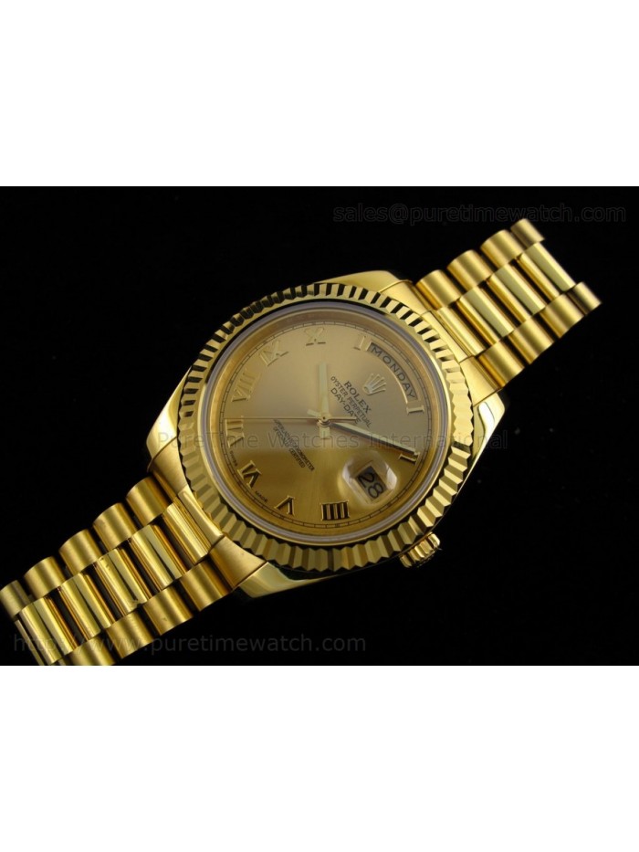 Day-Date II Yellow Gold Gold Roman Dial A3156 Best Edition