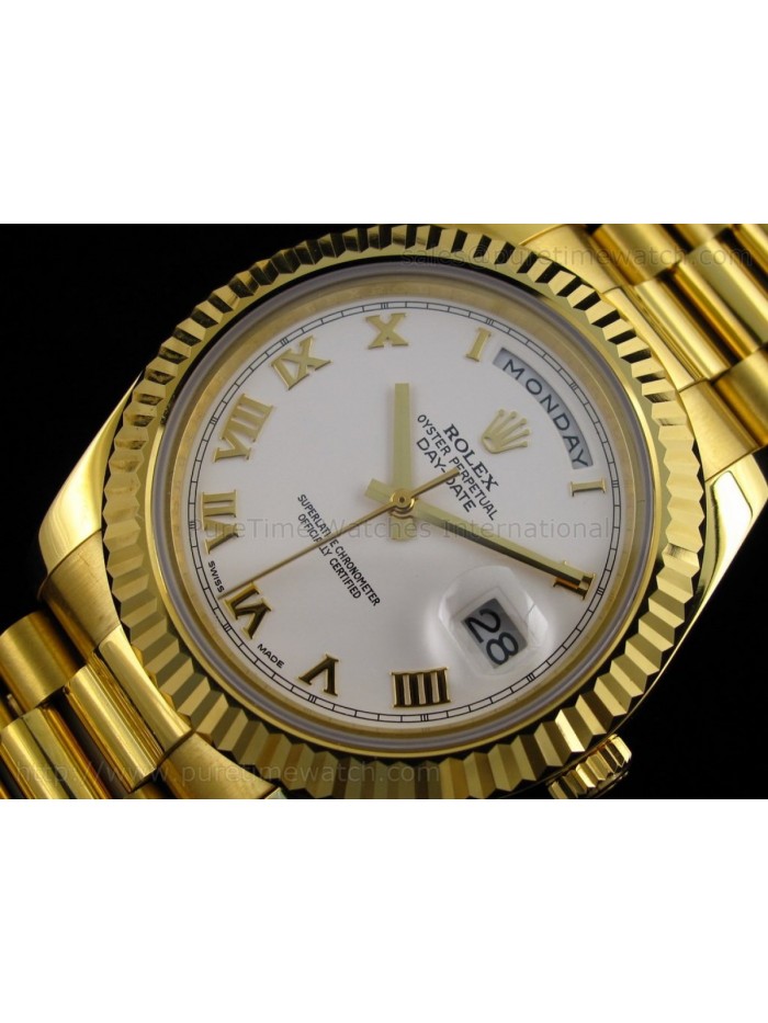 Day-Date II Yellow Gold White Roman Dial A3156 Best Edition